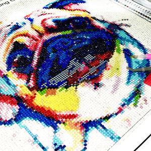 Colourful Pug 3D Diamond Painting Kit 30 x 30cm